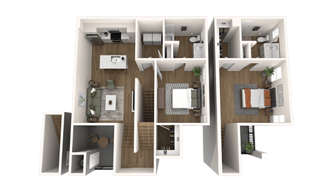 Floor plan for 2 beds, 2 baths, 1387 sqft